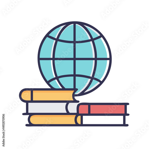 Globe and stacked books representing global education concept