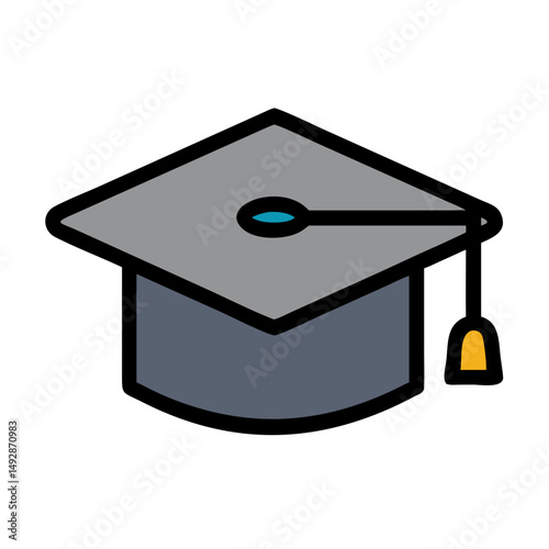 Graduation cap icon flat design on White Background
