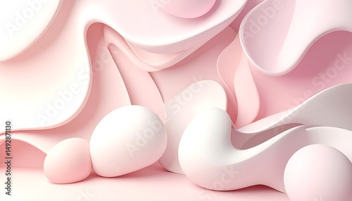 Subtle gradient abstract scene with amorphous organic elements and soft lighting