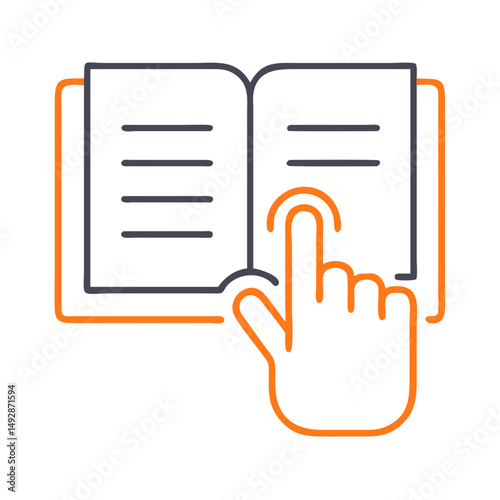 Interactive Digital Book with Touch Gesture on White Background