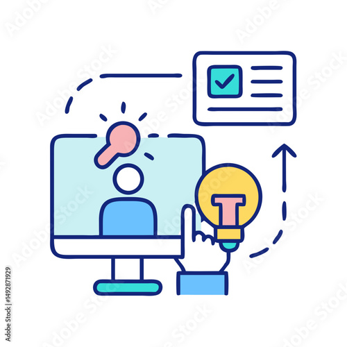 Online learning and business development concept with computer monitor