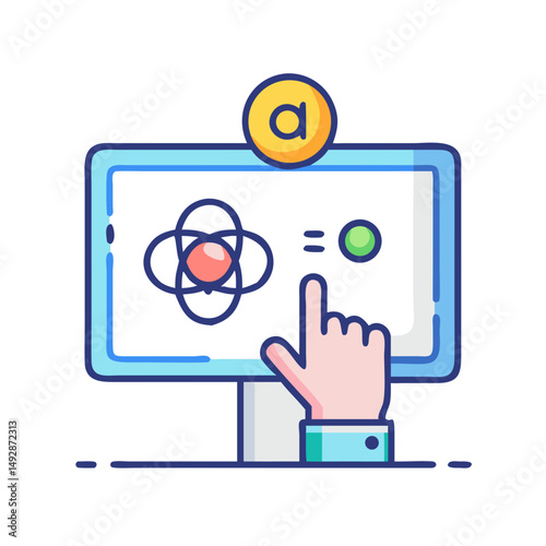 Modern flat design illustration of learning chemistry on computer