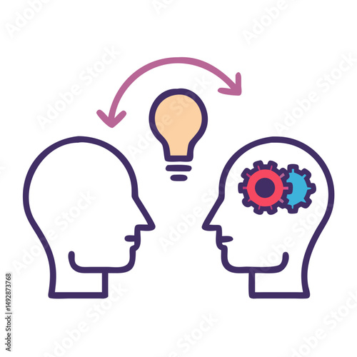 Conceptual Illustration: Sharing Ideas and Knowledge Transfer Between Minds
