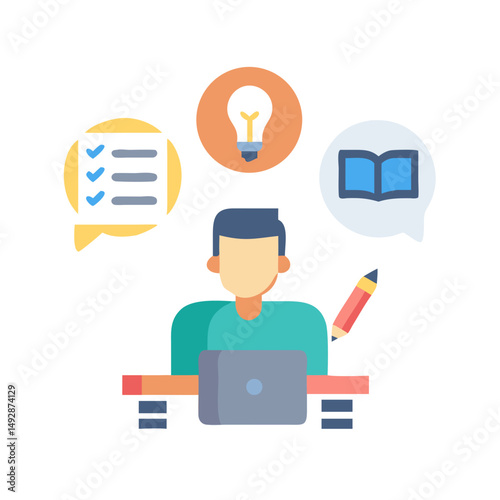 Digital Learning Process and Workflow on Computer Concept