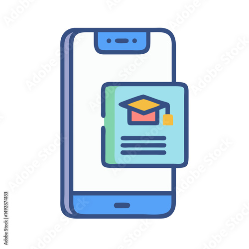 Online education app on smartphone interface for digital learning