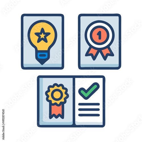 Illustration of business ideas, achievement and validation process