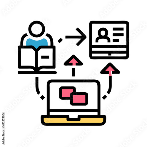 Abstract laptop with upward trending graph, business concept.