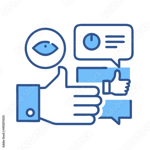 Social media engagement icon set over White Background image