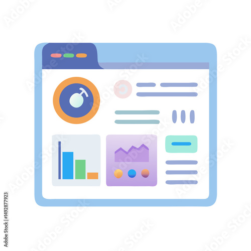 Flat design dashboard interface for data visualization and analytics