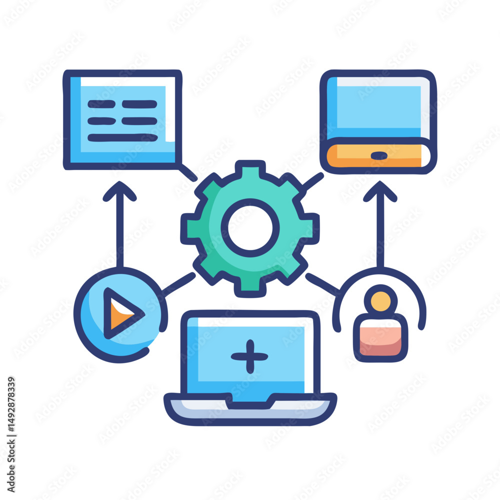 Data integration process represented through stylized vector design Data integration process represented through stylized vector design