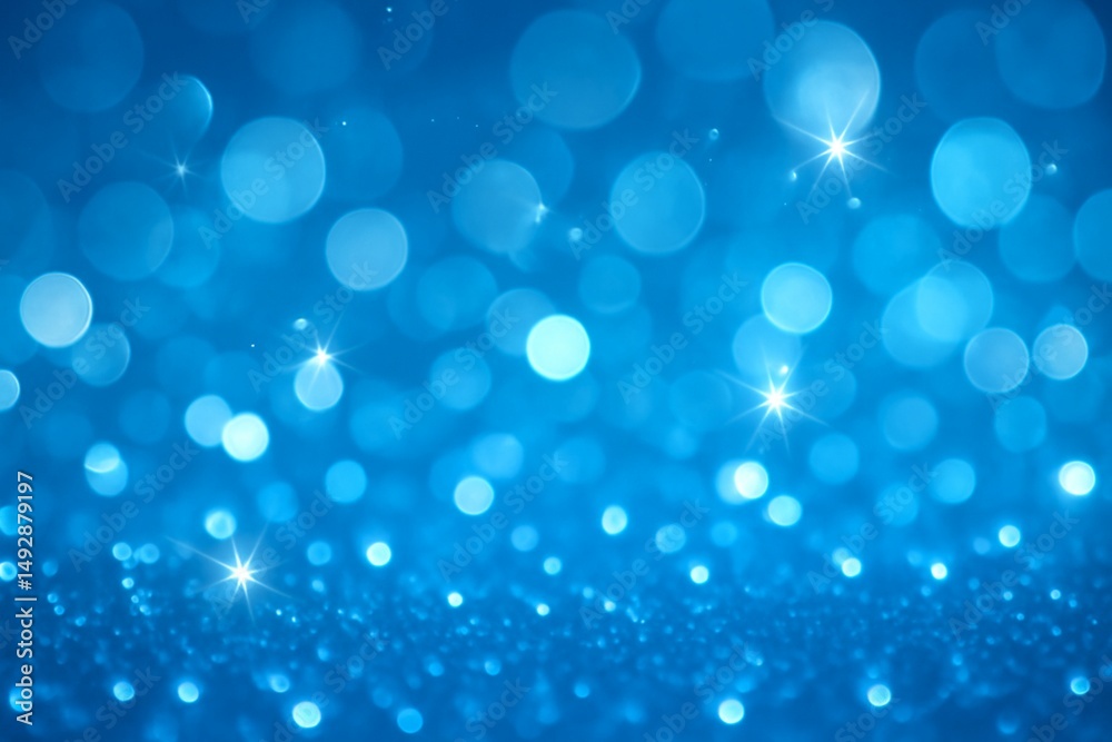 Obraz premium Sparkling Blue Bokeh Background with Glimmering Lights Creating a Dreamlike Atmosphere