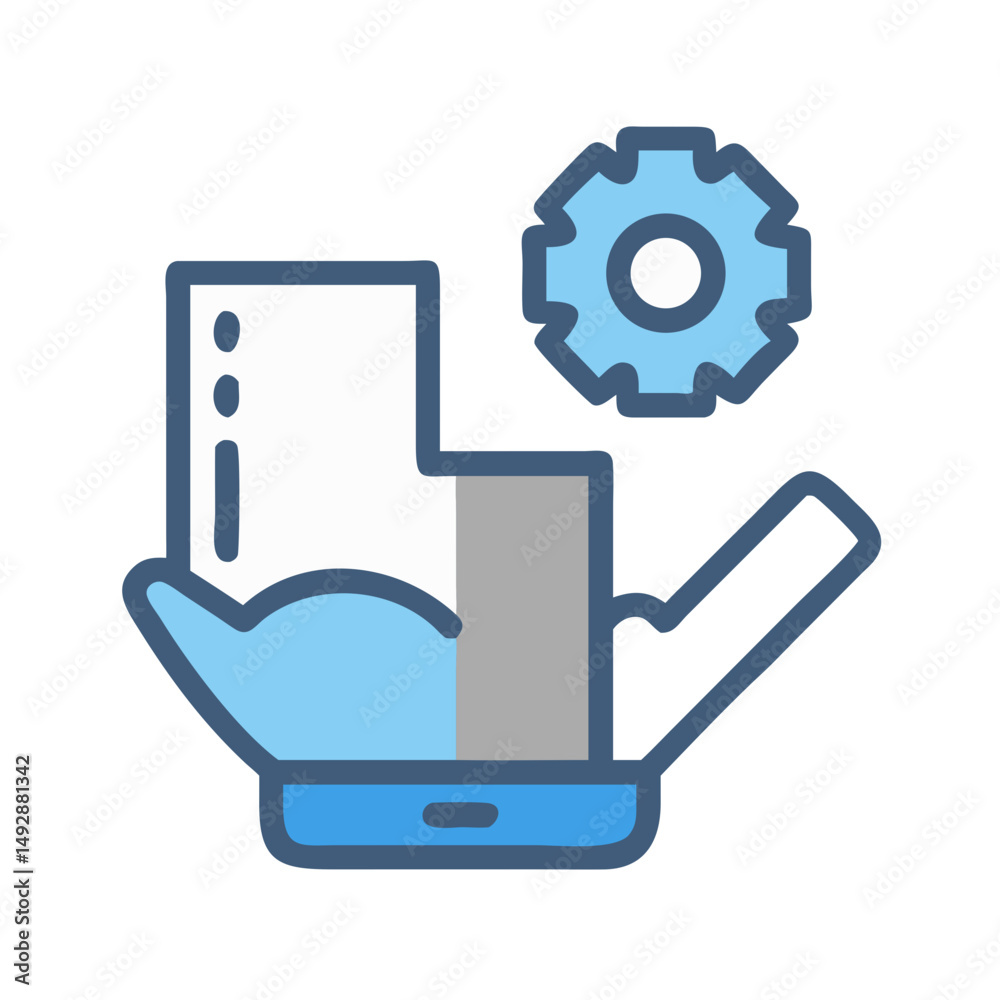 Mobile app development and settings concept flat vector illustration Mobile app development and settings concept flat vector illustration