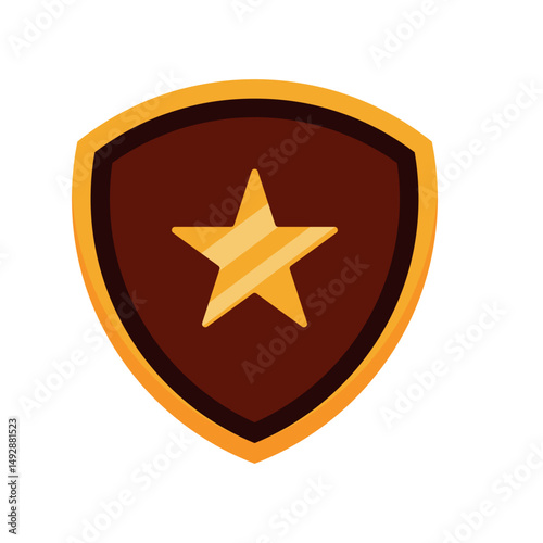 Flat icon of a police badge or shield with a star, representing law protection and authority