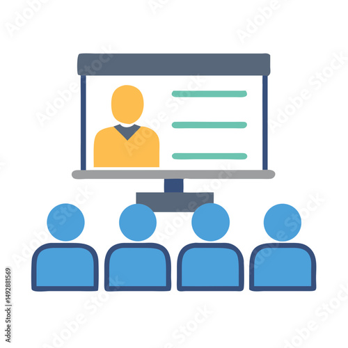 Training or Presentation Icon with People and Display