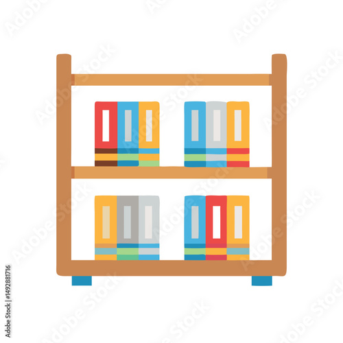 Colorful books displayed on a minimalist bookcase over black
