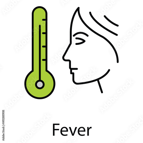 Fever Temperature Medical Symptom Vector Icon Design
