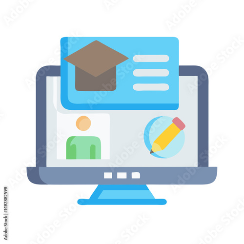 Online education and course application on computer screen