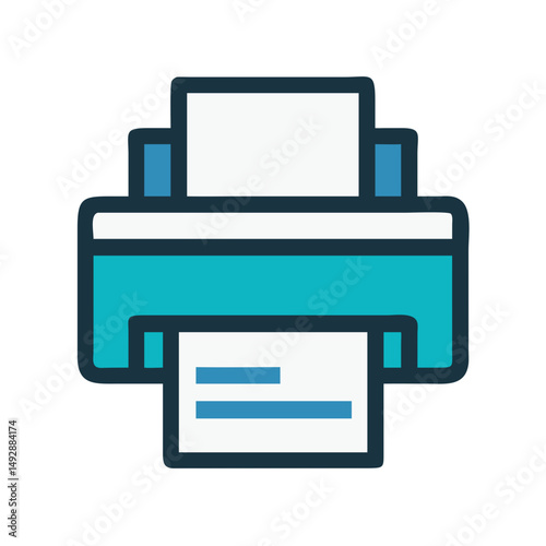Isolated blue and white printer icon on White Background
