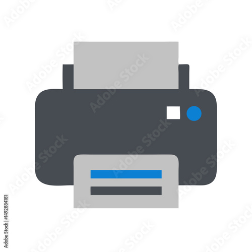 Simple gray printer icon on a White Background art