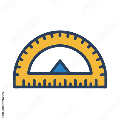 Illustration of a yellow protractor against a black backdrop