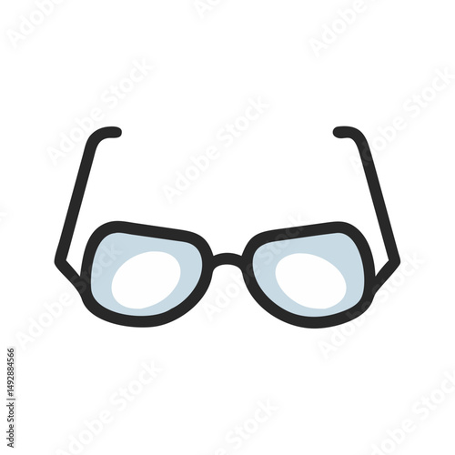 Illustration of round glasses with black frames on White Background
