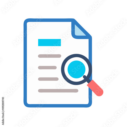 Document review with magnifying glass, information analysis concept