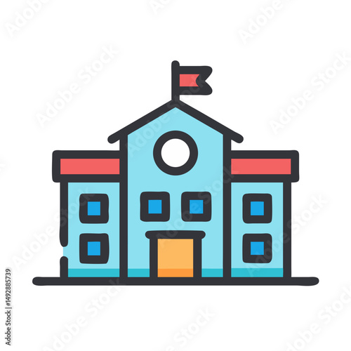 Flat design vector of school building on White Background