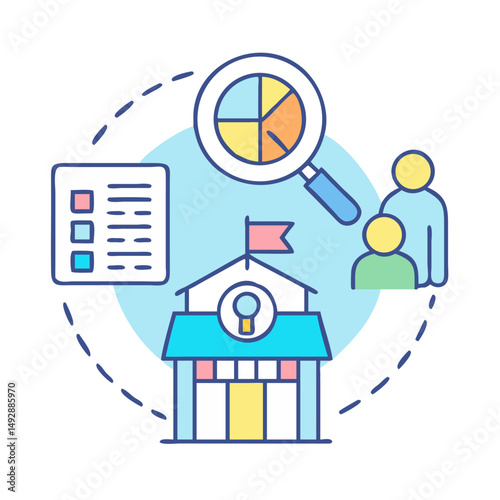 School data analysis and information management concept illustration
