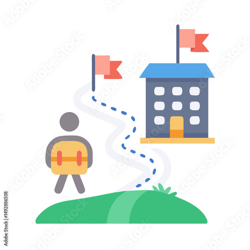 Journey to education flat illustration style with scenic route