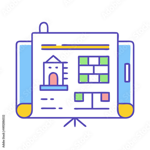 Architectural blueprint on a stand for construction visualization projects