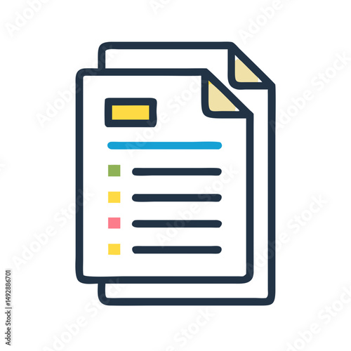 List documents icon with items and lines, data presentation
