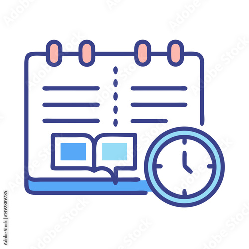 Stylized calendar and clock icon illustrating time management concept