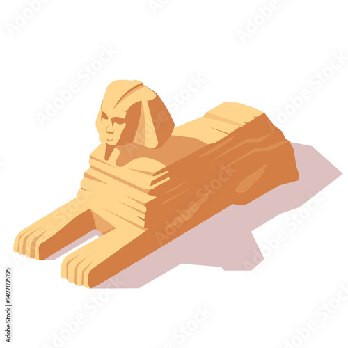 Simplified illustration of the Great Sphinx of Giza in flat design style on a clean white background. Concept of ancient Egypt. Vector illustration