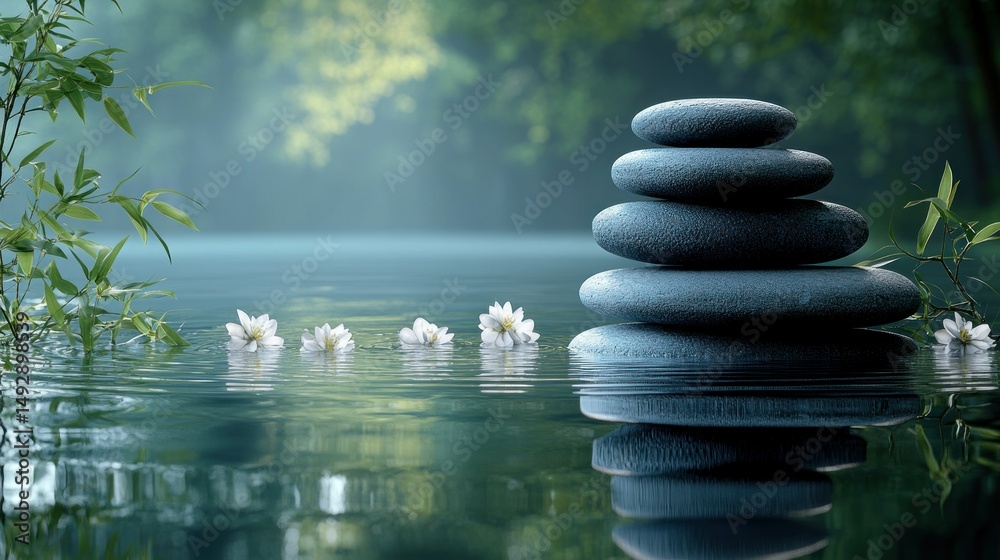 Obraz premium Zen stones in tranquil water