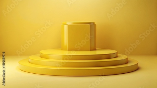 gold podium on yellow