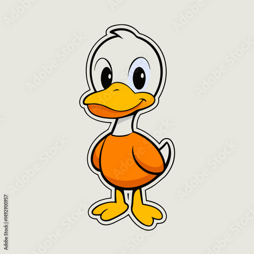 bird, cartoon, duck, animal, vector, illustration, funny, baby, beak, chicken, duckling, fun, yellow, goose, isolated, cute, wing, feather, nature, icon, smile, happy, farm, character, white