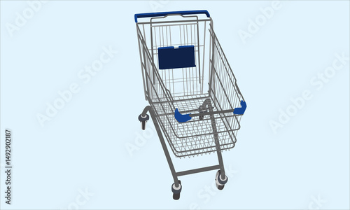 Illustration of an orange shopping cart with silver frame on a light background
