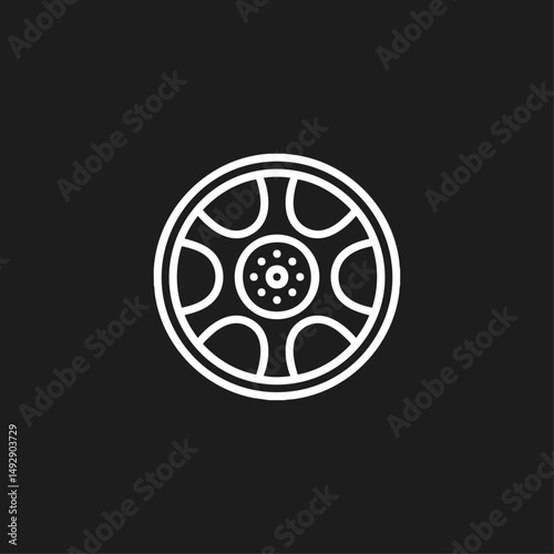 Car rim icon logo flat vector design