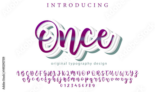 Once Font Stylish brush painted an uppercase vector letters, alphabet, typeface