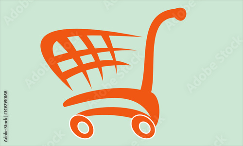 Illustration of an orange shopping cart with silver frame on a light background