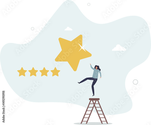 stars rating feedback, customer satisfaction, comment or giving product review, best reputation or ranking, assessment, excellent award concept, character life .