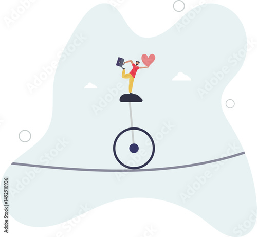 Work life balance, working lifestyle compromise with family or personal health, choice or balance between work stress and relaxation concept. character life .