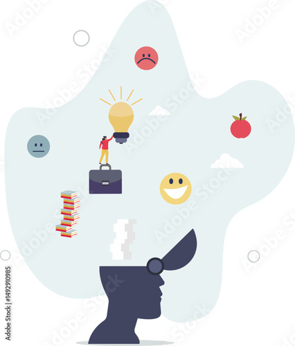 Unlearn, forget wrong information or knowledge, erase or delete memory for free space to learn new things concept, character life .