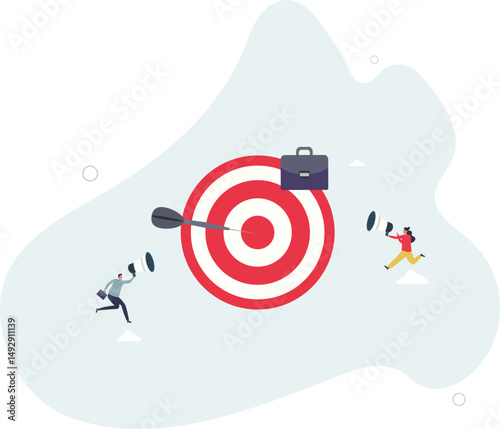 Effective communication for team success and achieve goal, meeting or discussion to speak the same goal, communicate important purpose concept, character life .