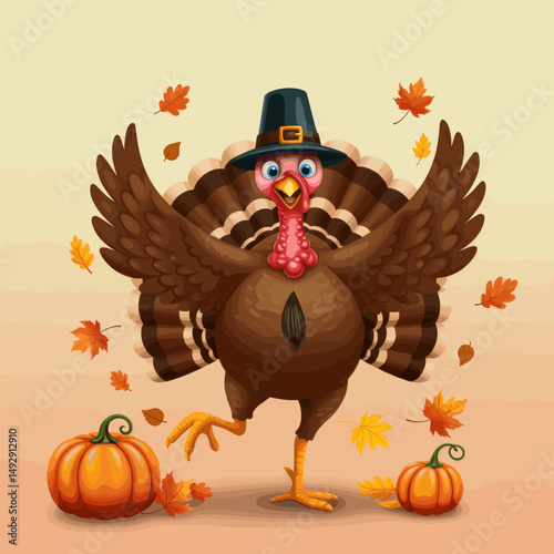 The turkeys are featured in various Thanksgiving settings, with festive backgrounds.