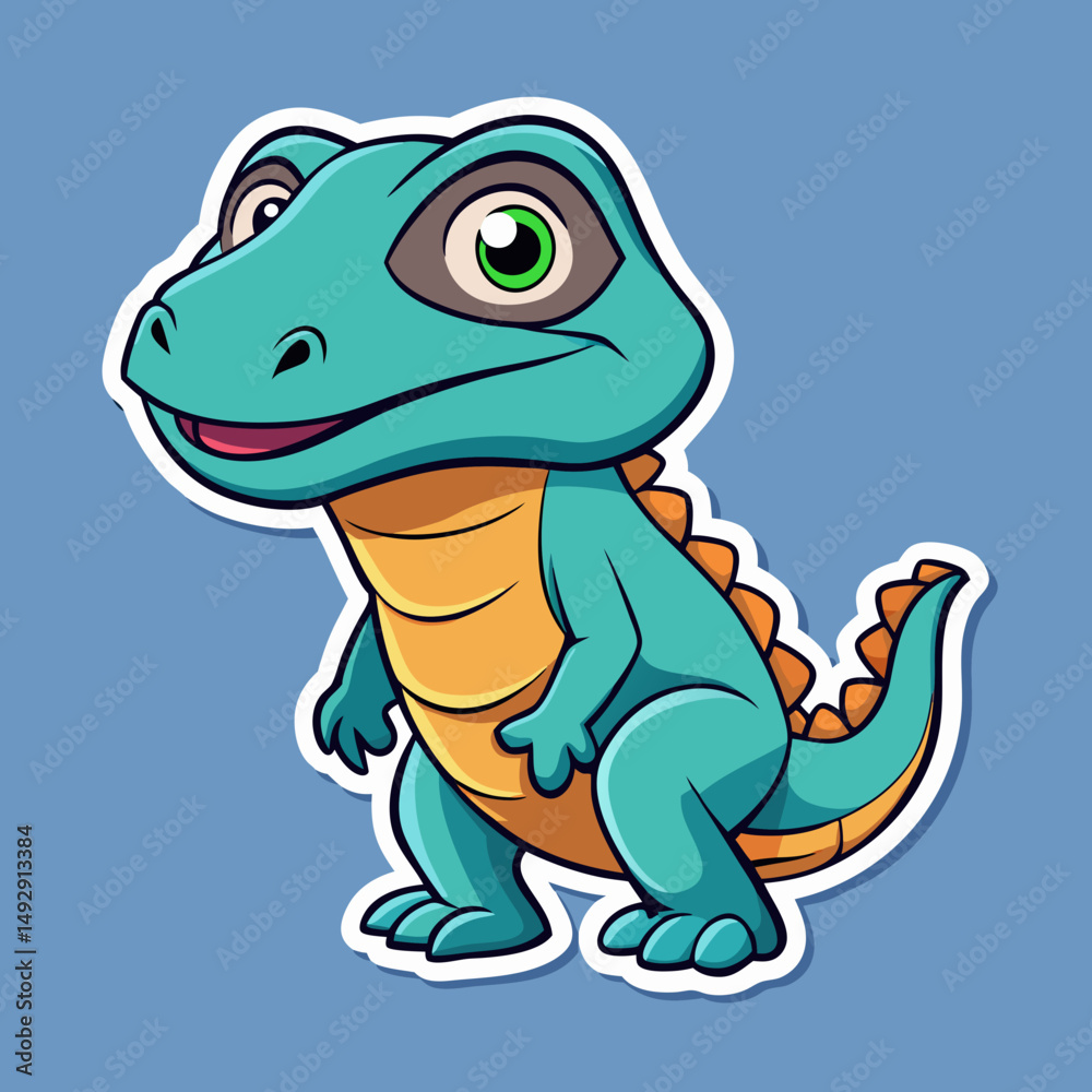 Fototapeta premium cartoon, animal, dinosaur, green, vector, lizard, illustration, reptile, dino, crocodile, frog, dragon, cute, fun, monster, character, tyrannosaurus, baby, isolated, wildlife, rex, nature, mascot, fun