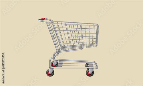 Illustration of an orange shopping cart with silver frame on a light background