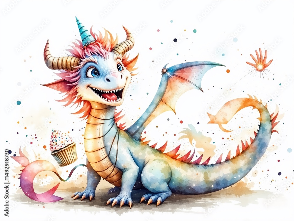 Fototapeta premium Happy Dragon Storybook Illustration
