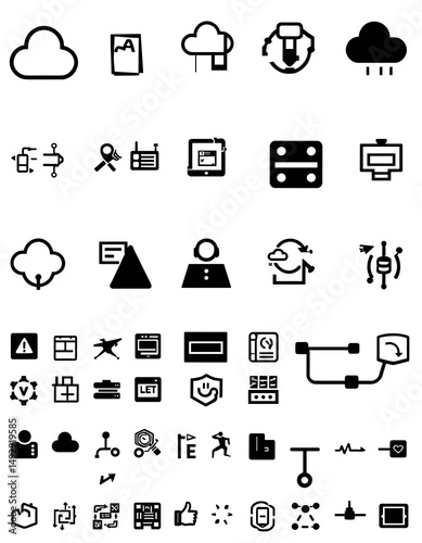 Icons Galore: A curated collection of simple, clean, and easily recognizable symbols, embodying various concepts and functionalities, perfect for digital interfaces and graphic design.