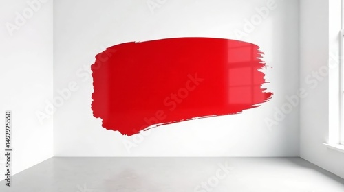 Wallpaper Mural A bold crimson brushstroke adorns a minimalist white interior room, creating a vibrant focal point against the clean, unblemished walls and floor. Torontodigital.ca